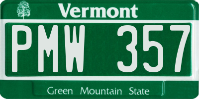 VT license plate PMW357