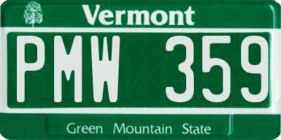 VT license plate PMW359