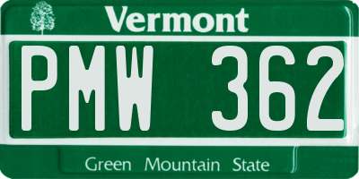 VT license plate PMW362