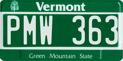 VT license plate PMW363