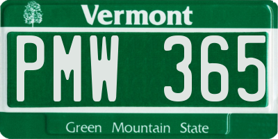VT license plate PMW365
