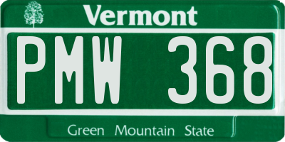 VT license plate PMW368