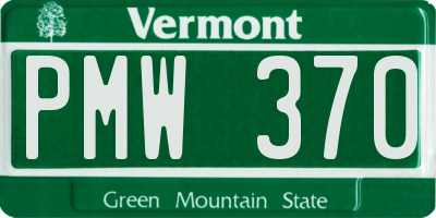 VT license plate PMW370