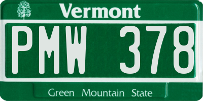 VT license plate PMW378