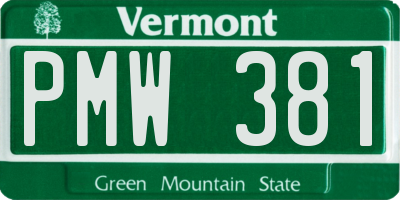 VT license plate PMW381