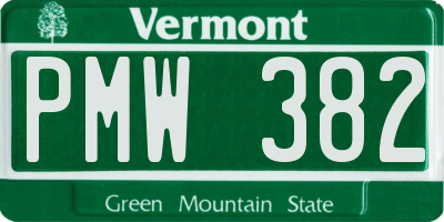 VT license plate PMW382