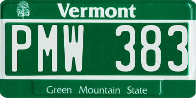 VT license plate PMW383