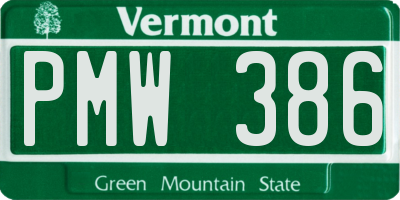 VT license plate PMW386