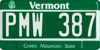 VT license plate PMW387
