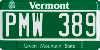 VT license plate PMW389