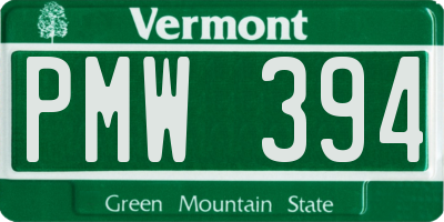 VT license plate PMW394