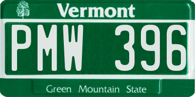 VT license plate PMW396