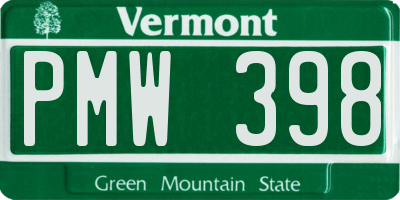 VT license plate PMW398