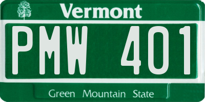 VT license plate PMW401