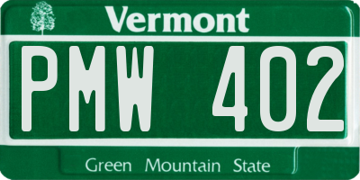 VT license plate PMW402