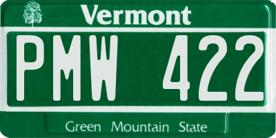 VT license plate PMW422