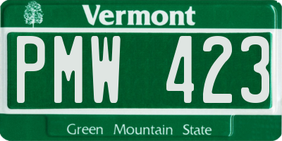VT license plate PMW423