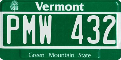 VT license plate PMW432