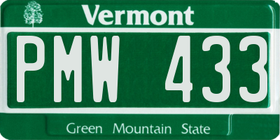 VT license plate PMW433