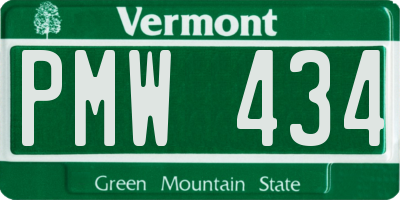 VT license plate PMW434
