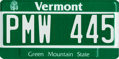 VT license plate PMW445