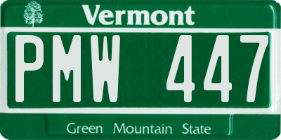 VT license plate PMW447