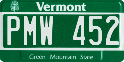 VT license plate PMW452