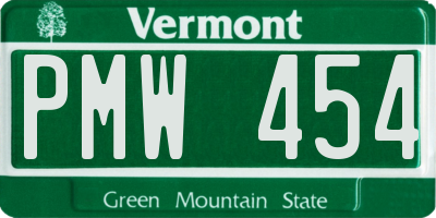 VT license plate PMW454
