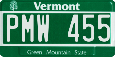 VT license plate PMW455