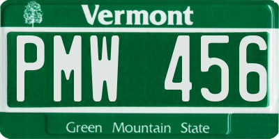 VT license plate PMW456