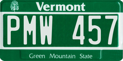 VT license plate PMW457