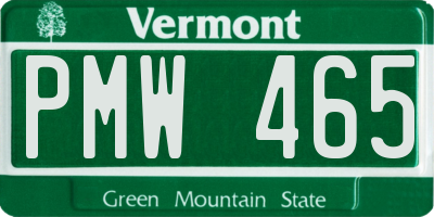 VT license plate PMW465