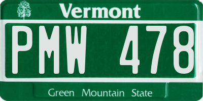 VT license plate PMW478