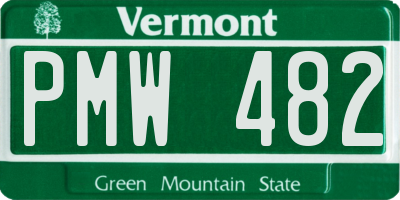 VT license plate PMW482