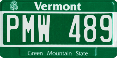 VT license plate PMW489
