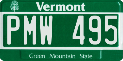 VT license plate PMW495