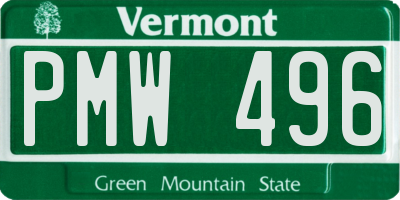 VT license plate PMW496