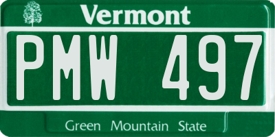 VT license plate PMW497