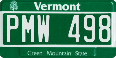 VT license plate PMW498