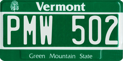 VT license plate PMW502