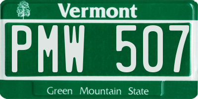 VT license plate PMW507