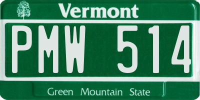 VT license plate PMW514
