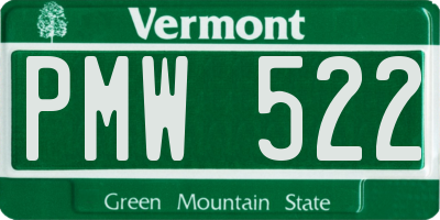 VT license plate PMW522