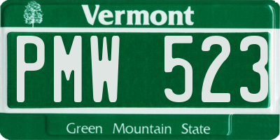 VT license plate PMW523