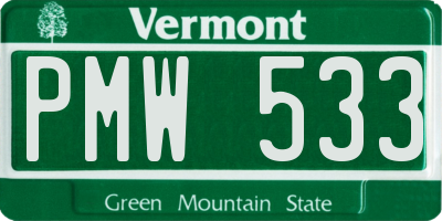 VT license plate PMW533