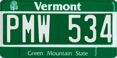 VT license plate PMW534