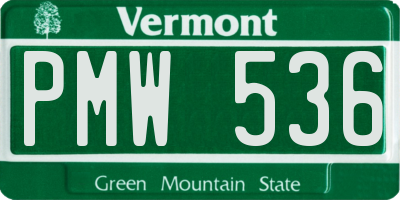 VT license plate PMW536