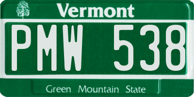 VT license plate PMW538