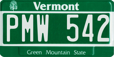 VT license plate PMW542