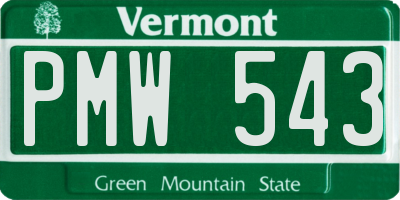 VT license plate PMW543
